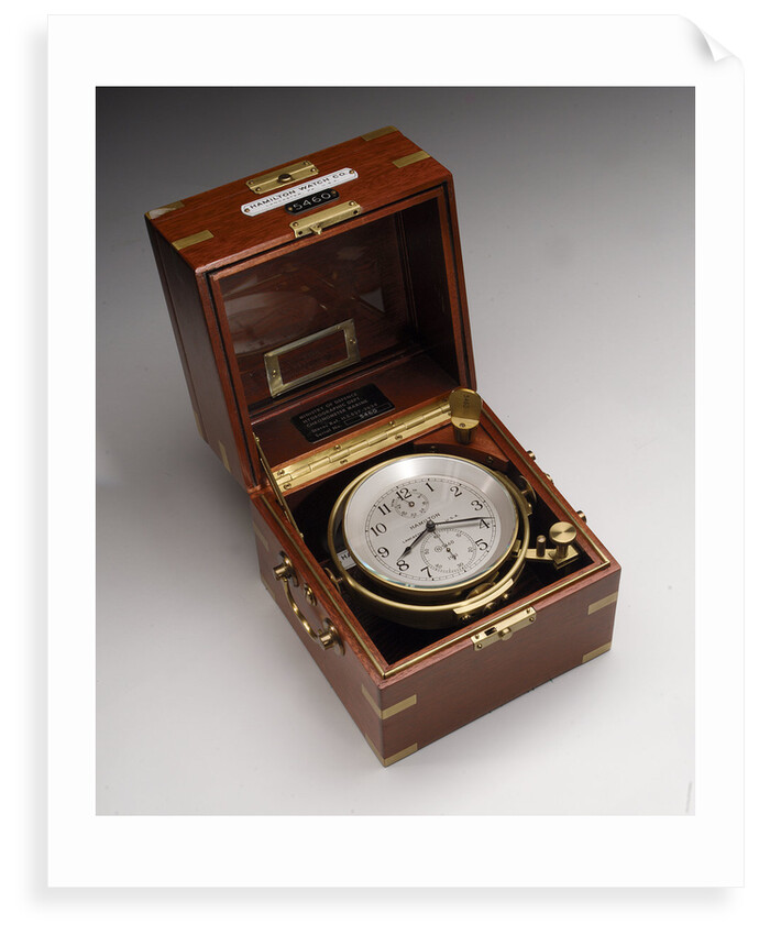 Marine chronometer in case by Hamilton Watch Co.