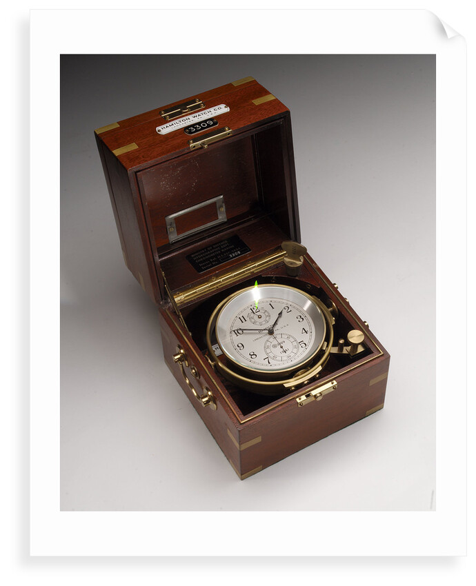 Marine chronometer in case by Hamilton Watch Co.