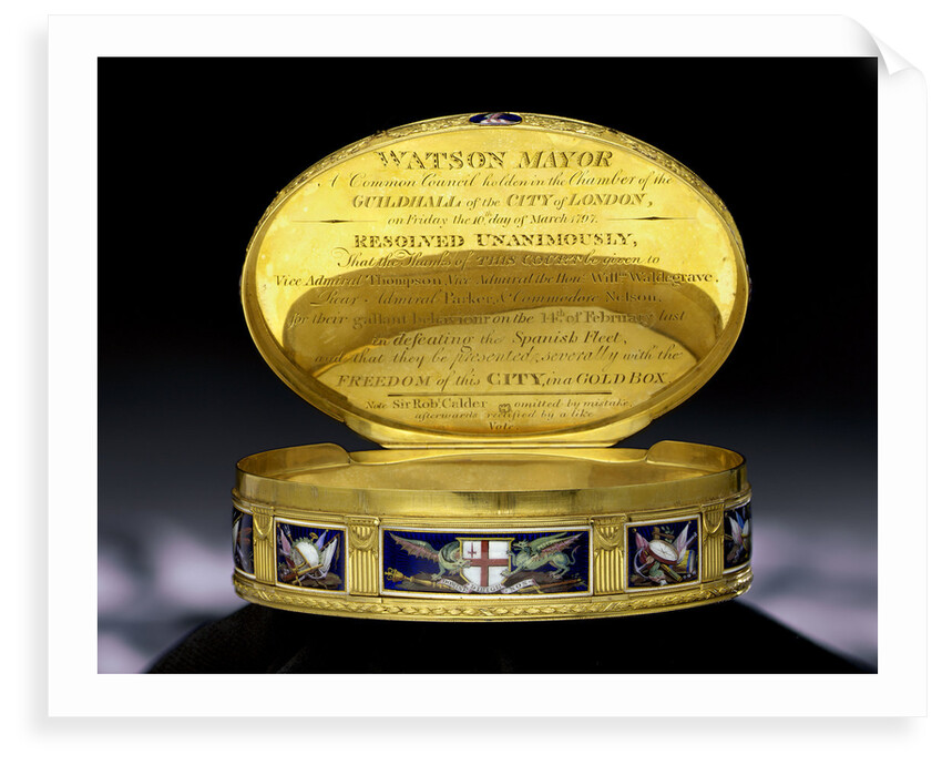 City of London Freedom box presented to Vice-Admiral Charles Thompson (1740?-1799) for his services as second-in-command at the Battle off Cape St Vincent 14 February 1797 by James Morisset