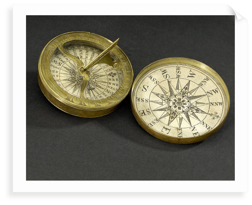 Compass dial, with lid by unknown