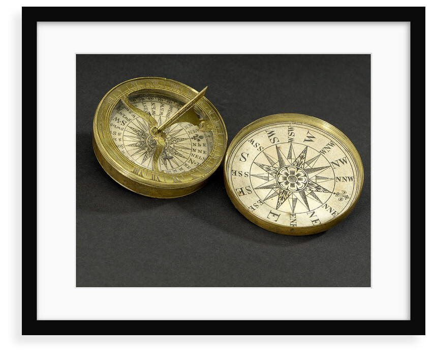 Compass dial, with lid by unknown