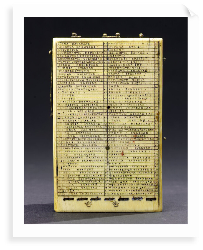 Diptych dial, leaf IIb, table of latitudes by Paul Reinmann