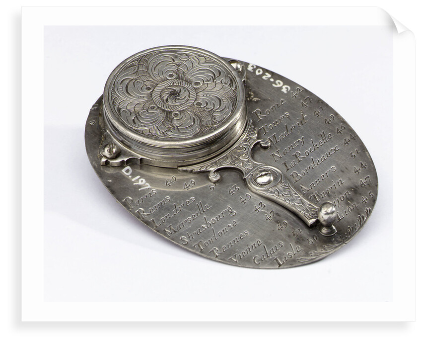 Butterfield dial for latitudes 40-60 north, reverse by Chapotot