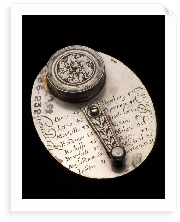 Butterfield dial for latitudes 40-57 North, reverse by Cremstorff