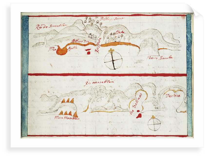 Chart of Santiago Astata and Bahia Ventosa by Basil Ringrose
