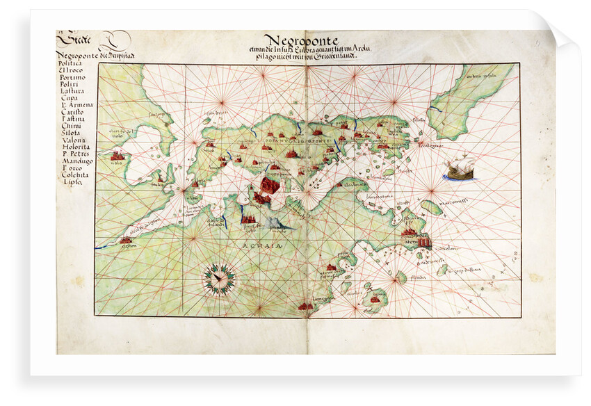 Chart of Negroponte by Battista Agnese