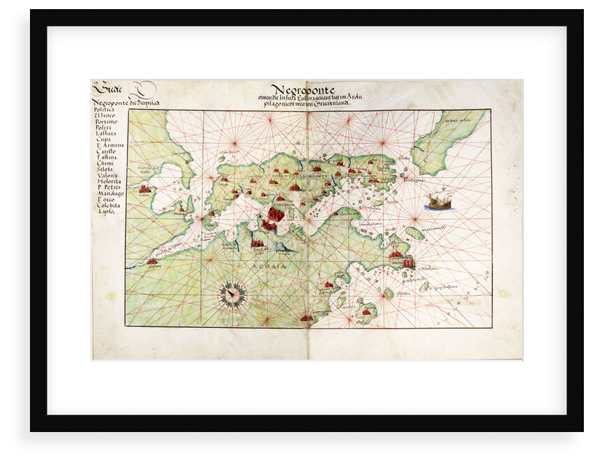 Chart of Negroponte by Battista Agnese