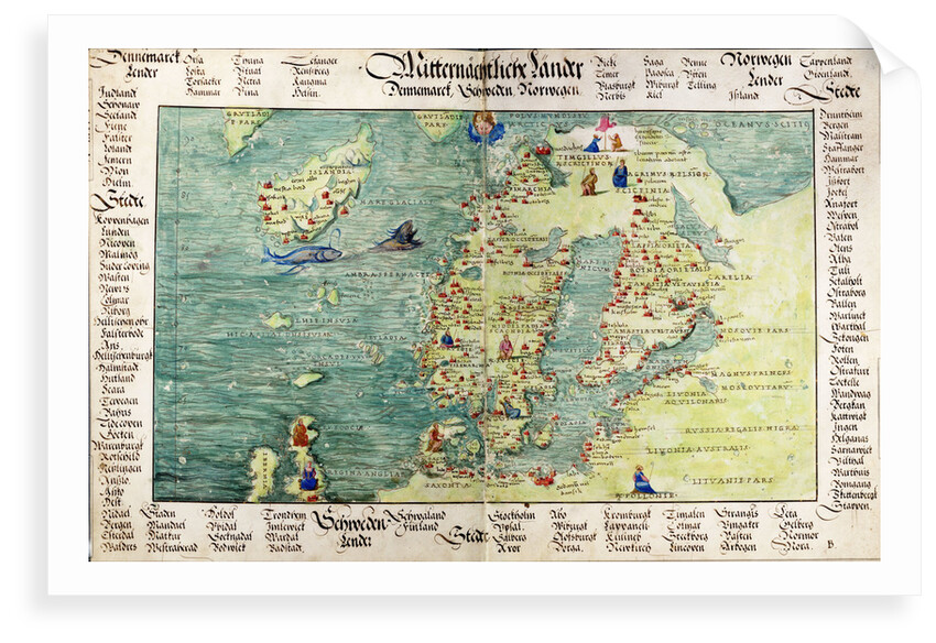 Map of Scandinavia, 1554 by Battista Agnese