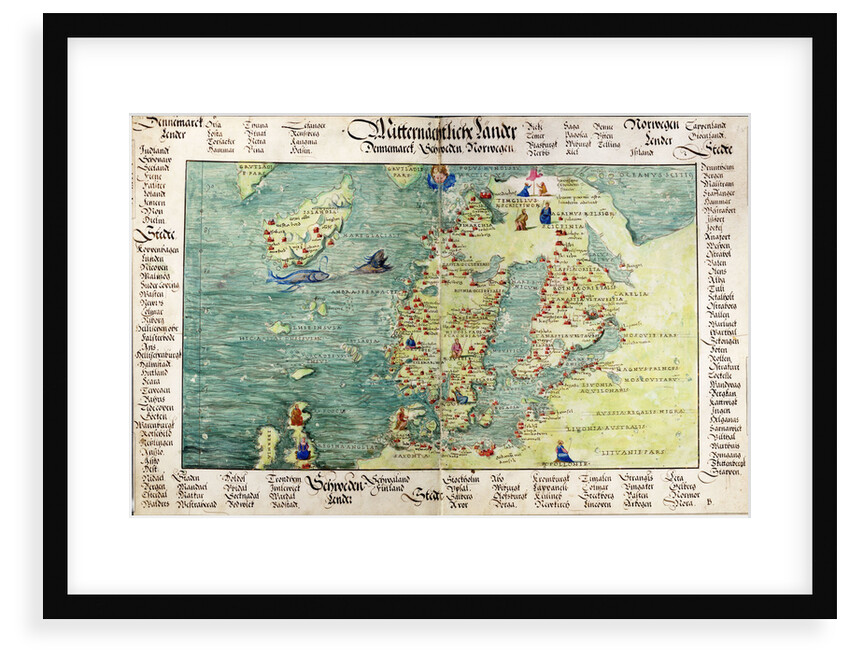 Map of Scandinavia, 1554 by Battista Agnese
