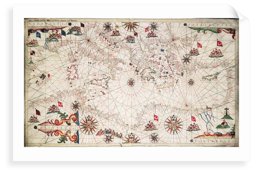 Chart of the Mediterranean circa 1640 by Joan Oliva