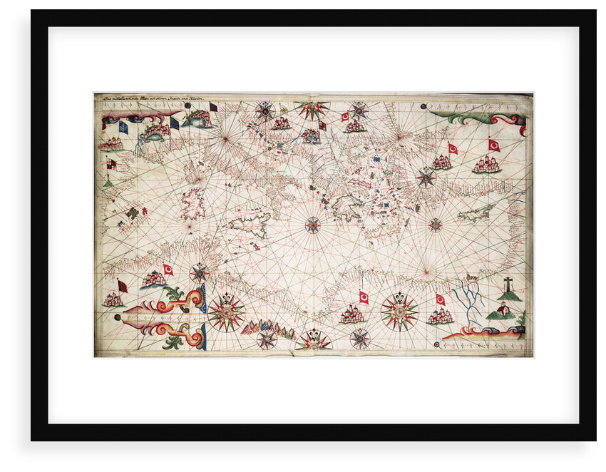 Chart of the Mediterranean circa 1640 by Joan Oliva