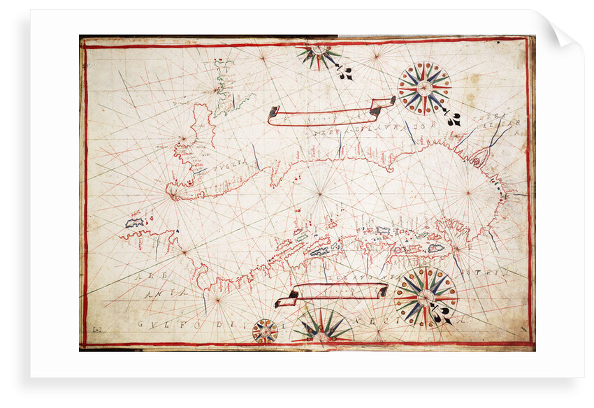 Adriatic chart, circa 1620 by unknown