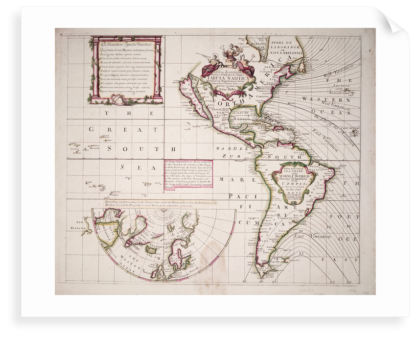 A new and correct sea chart of the whole world showing the variations of the compass as they were found in the year 1700 by Edmond Halley