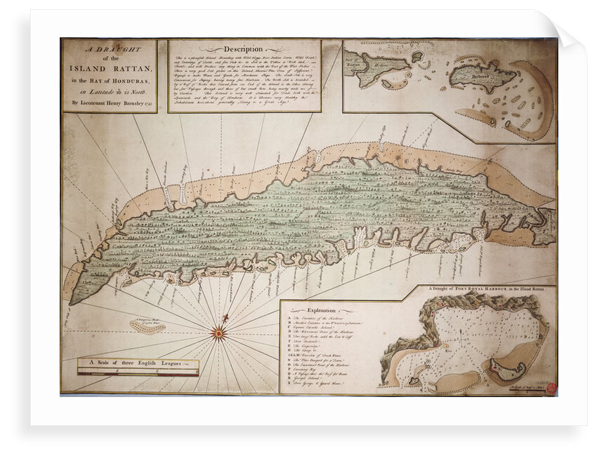 Draught of the Island Rattan in the bay of Honduras in latitude 16 degrees 22' north by Lieutenant Henry Barnsley 1742 by Henry Barnsley