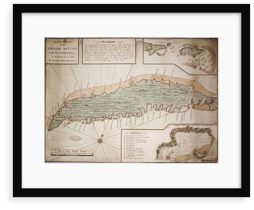 Draught of the Island Rattan in the bay of Honduras in latitude 16 degrees 22' north by Lieutenant Henry Barnsley 1742 by Henry Barnsley