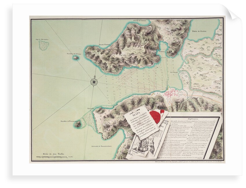 Map of the bay and city of S. Phelipe de Portobelo by Luis de Surville