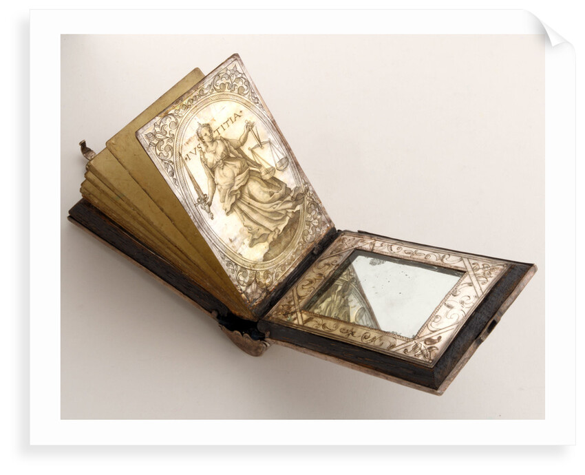 Horizontal dial, vignette of justice with mirror by unknown