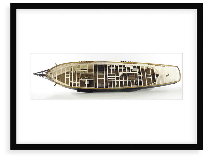Accommodation model, yacht, overhead view of cabins by unknown
