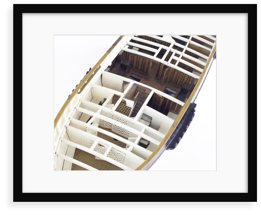 Accommodation model, yacht, overhead detail, forecabins by unknown