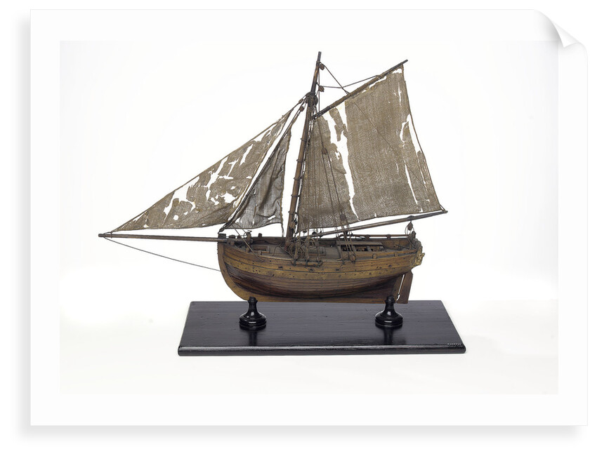 Full hull model, cutter type yacht, port broadside by unknown