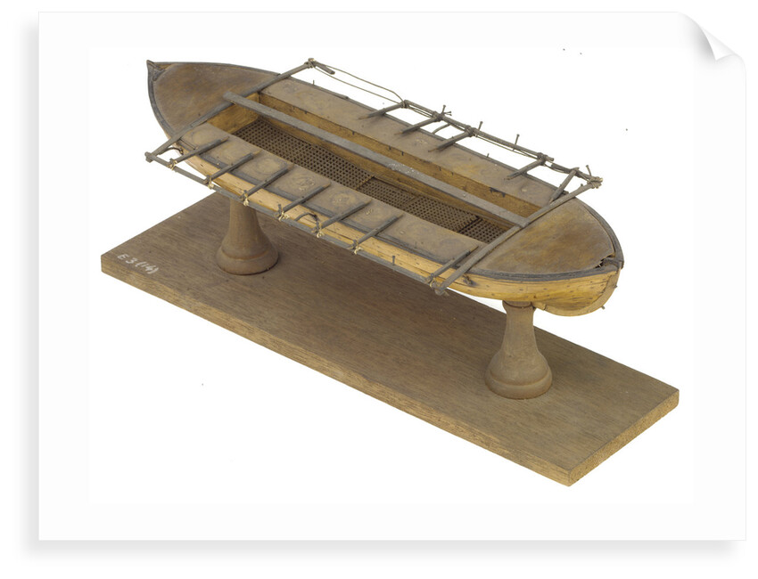 Full hull model, 16-oar outrigger lifeboat, port stern quarter deck by Unknown