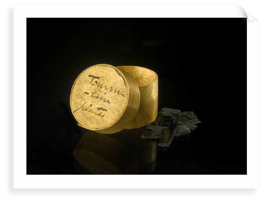 Pill box containing 'Tourmaline plates' by unknown