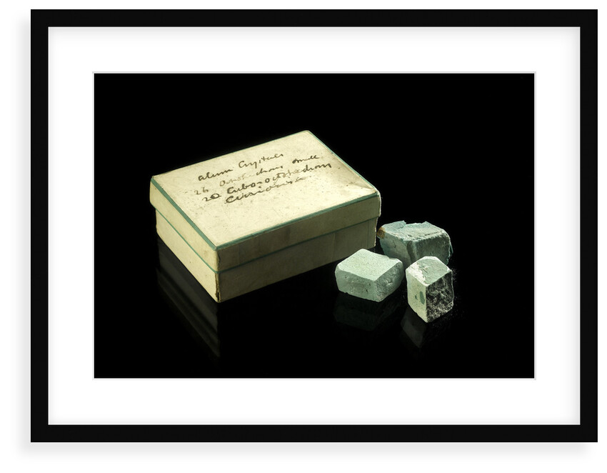 Box of six turquoise blue opaque crystals by unknown