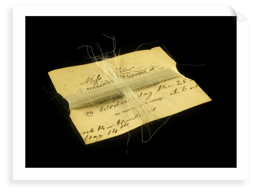 Horsehair wrapped around an invitation card from Miss Slater to Mr Herschel by Unknown