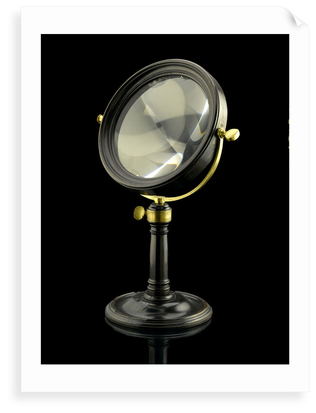 Achromatic convex burning lens by Dollond in a mahogany frame by Dollond