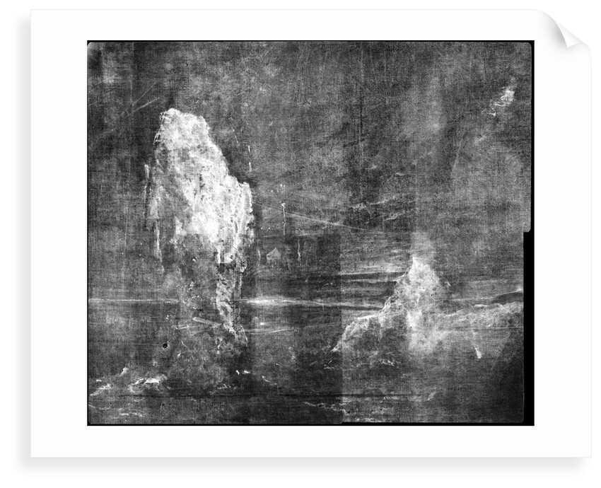 X-ray detail showing under-painting of icebergs in BHC2370 'View in Pickersgill Harbour, Dusky Bay, New Zealand' by William Hodges by William Hodges
