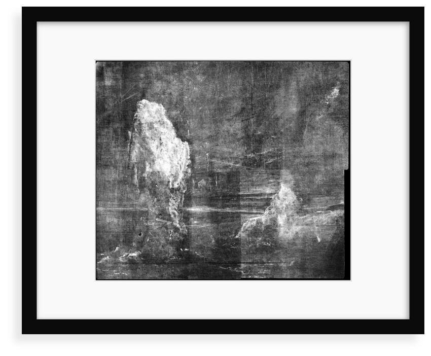 X-ray detail showing under-painting of icebergs in BHC2370 'View in Pickersgill Harbour, Dusky Bay, New Zealand' by William Hodges by William Hodges