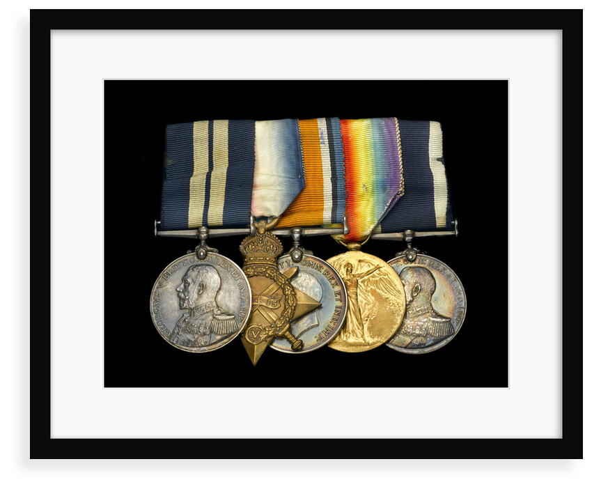 Medals awarded to Able Seaman Hubert Samuel Bevis DSM (obverse, l to r, MED1303-1307) by B. Mackennal