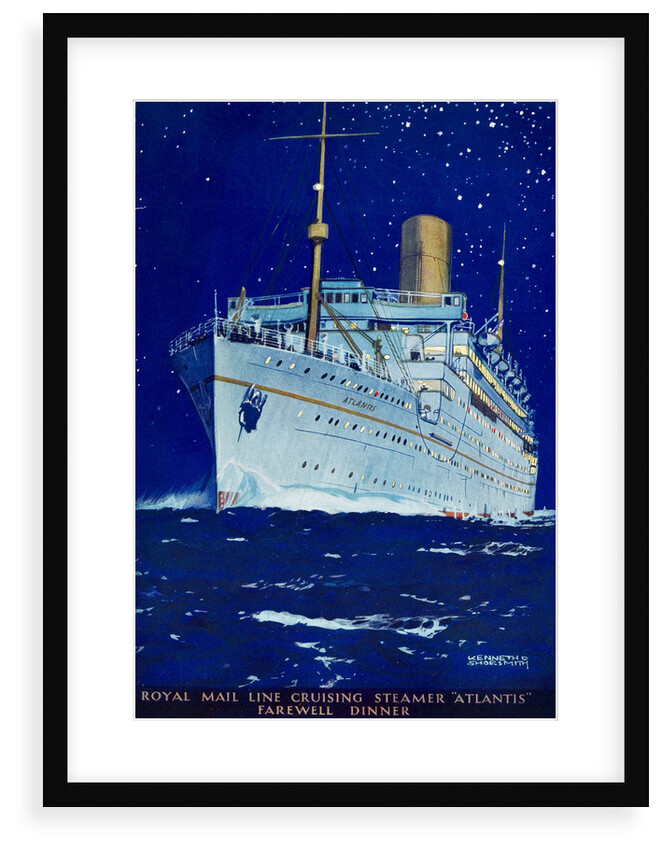 Front cover of menu from steamer 'Atlantis', farewell dinner by Kenneth D. Shoesmith
