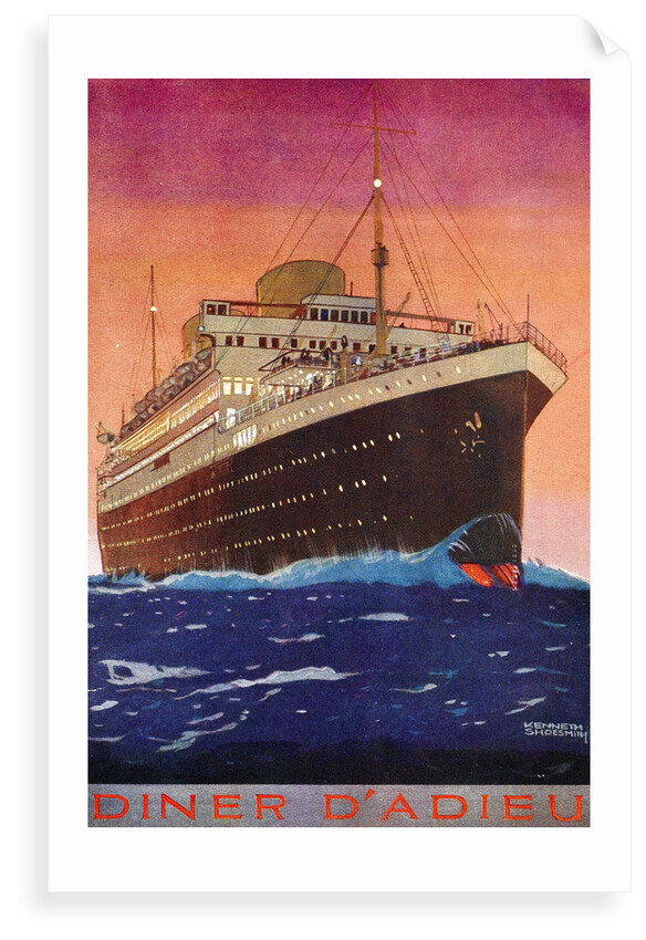 Front cover of menu 'Dinner A'dieu' by Kenneth D. Shoesmith