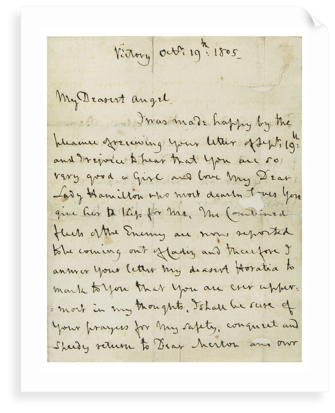 Last letter from Nelson to Horatia, page one by Horatio Nelson