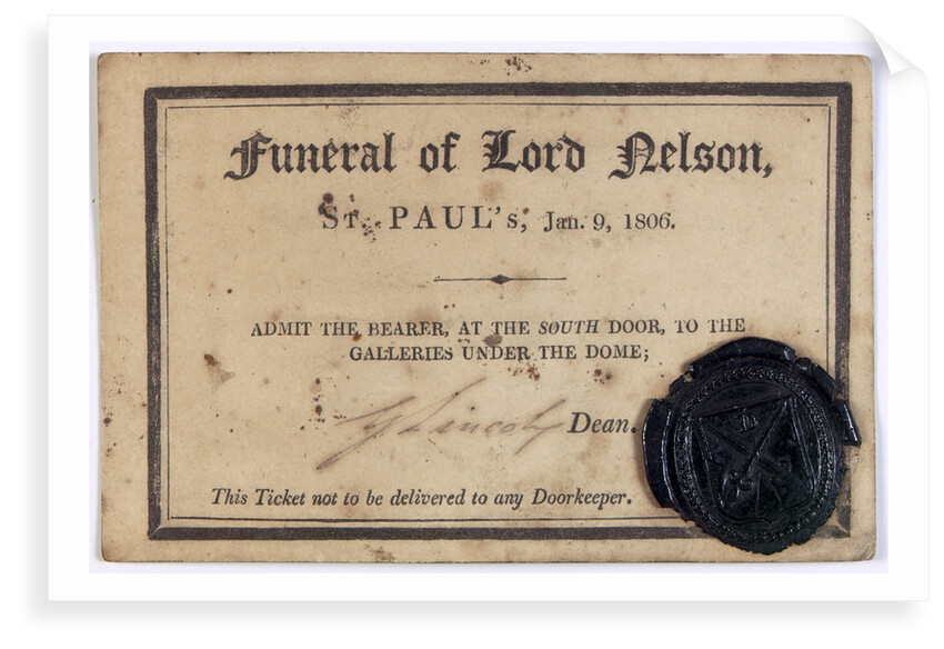 Ticket to Nelson's funeral in St. Paul's Cathedral by unknown