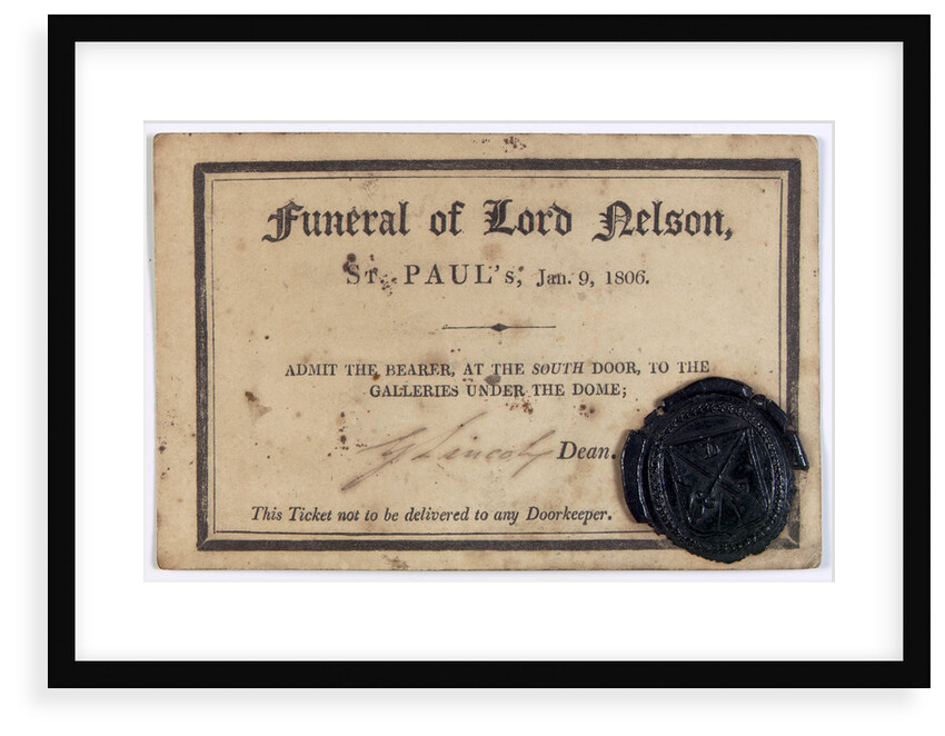 Ticket to Nelson's funeral in St. Paul's Cathedral by unknown