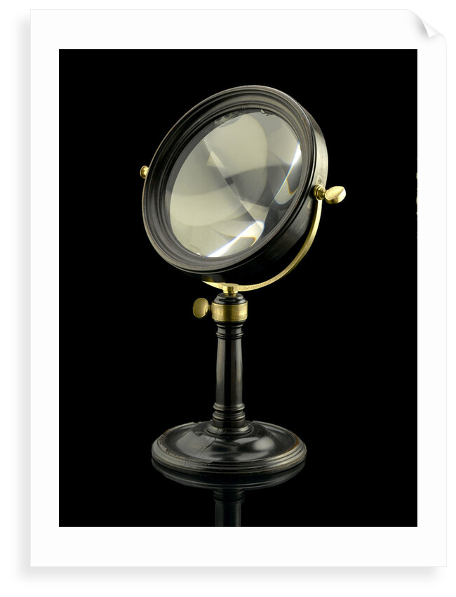 Achromatic convex burning lens by Dollond in a mahogany frame by Dollond