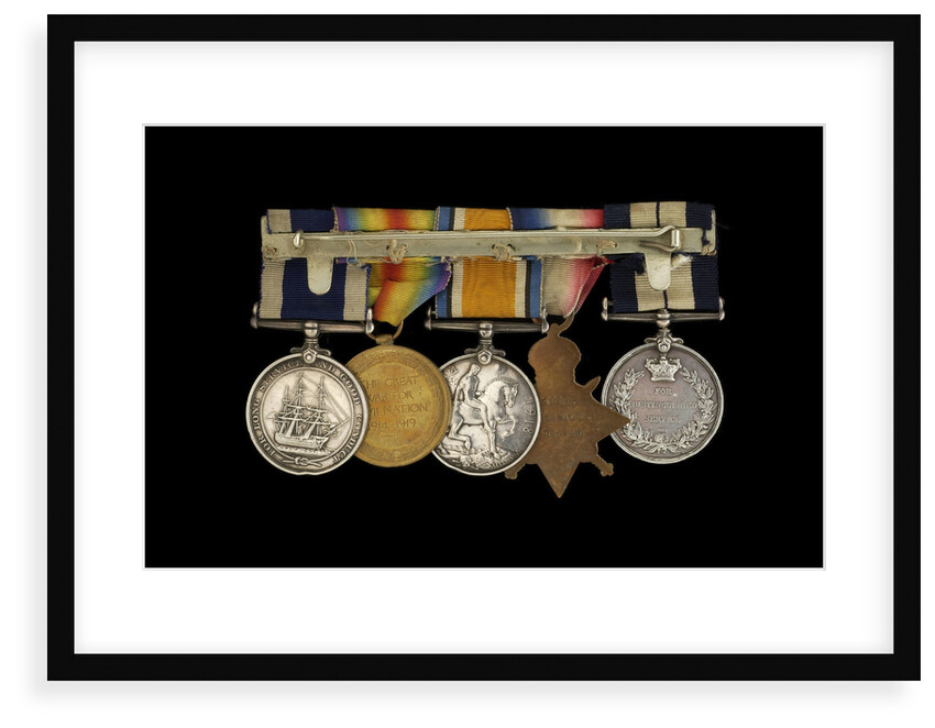 Medals awarded to Petty Officer Cecil Ernest Edgar Miles DSM (reverse, r to l, MED1393-1397) by B. Mackennal
