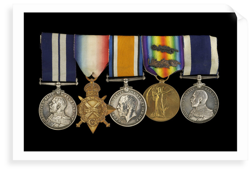 Medals awarded to Chief Petty Officer A. G. Clarke DSM (obverse, l to r, MED1095-1104) by B. Mackennal