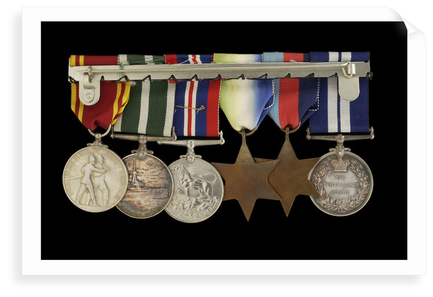 Medals awarded to W. T. Elmslie DSM RNR (reverse, l to r, MED1643-1648) by P. Metcalfe