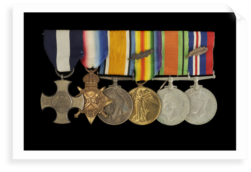 Medals awarded to Lt Cdr Basil N. Downie DSC RN (obverse, l to r, MED1825-1830) by Garrard & Co.
