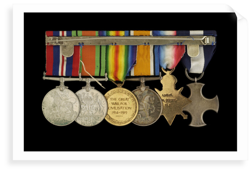 Medals awarded to Lt Cdr Basil N. Downie DSC RN (reverse, r to l, MED1825-1830) by Garrard & Co.