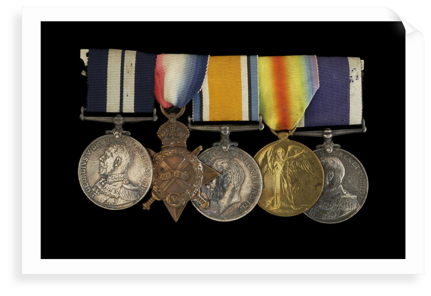 Medals awarded to Able Seaman R. J. Squires DSM (obverse, l to r, MED2591-2595) by B. Mackennal