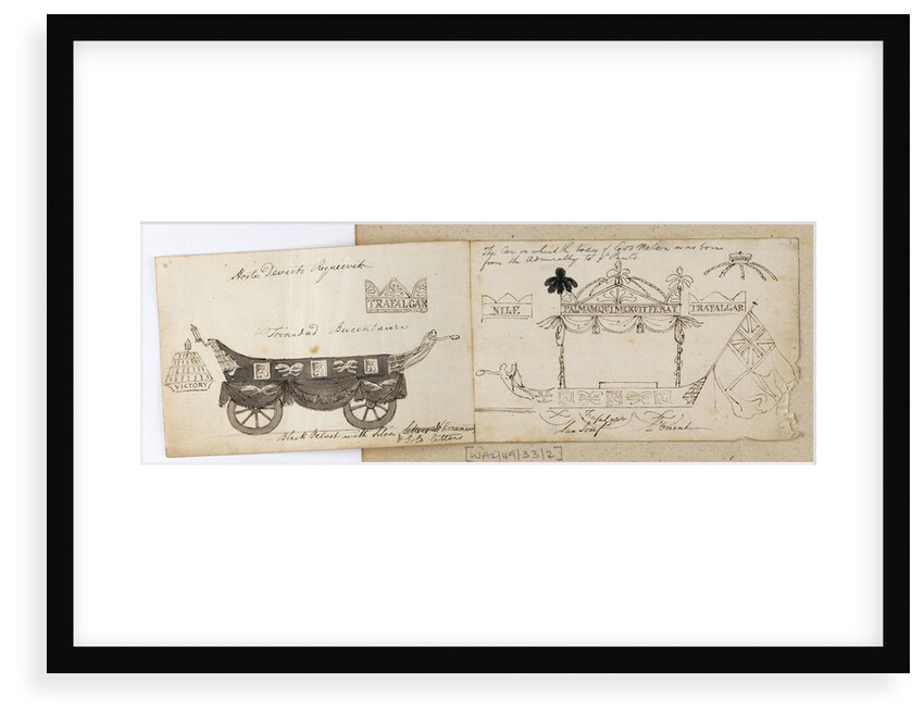 Two views of Nelson's funeral carriage by Thomas Baxter