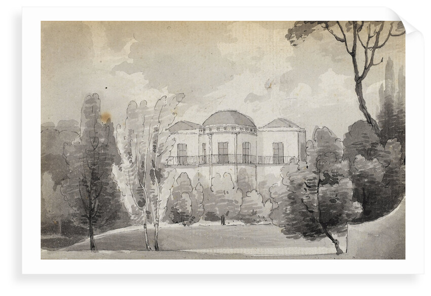 A view of the rear of Merton Place showing the balcony (verso) by Thomas Baxter