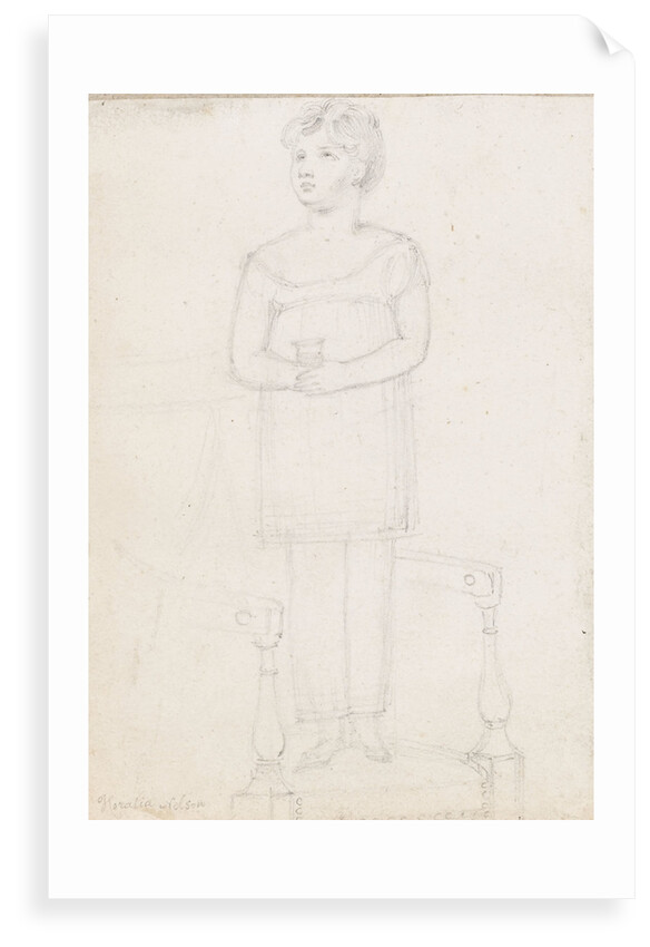 Horatia Nelson standing on a chair holding a cup by Thomas Baxter