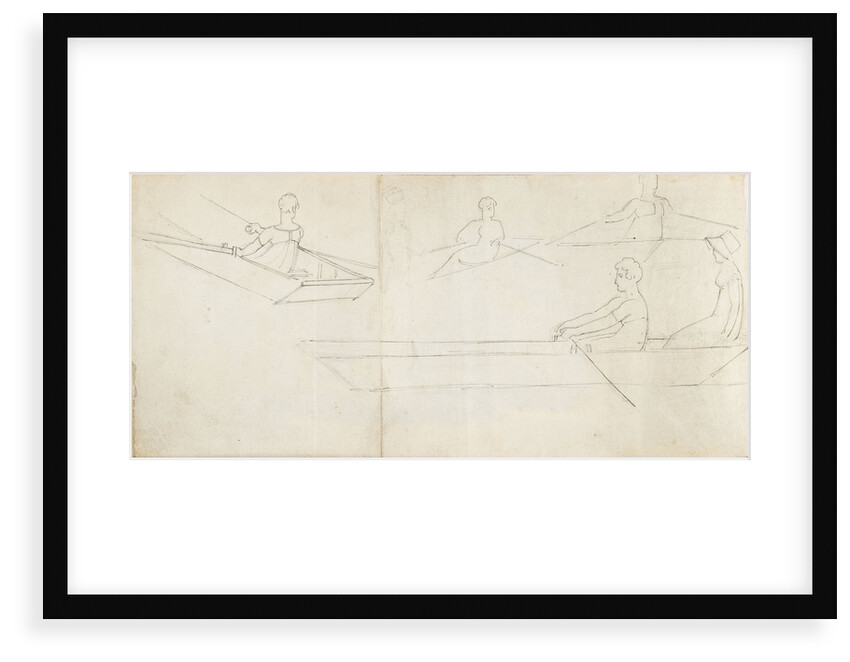 A man and a woman in a boat and three studies of figures rowing (verso) by Thomas Baxter