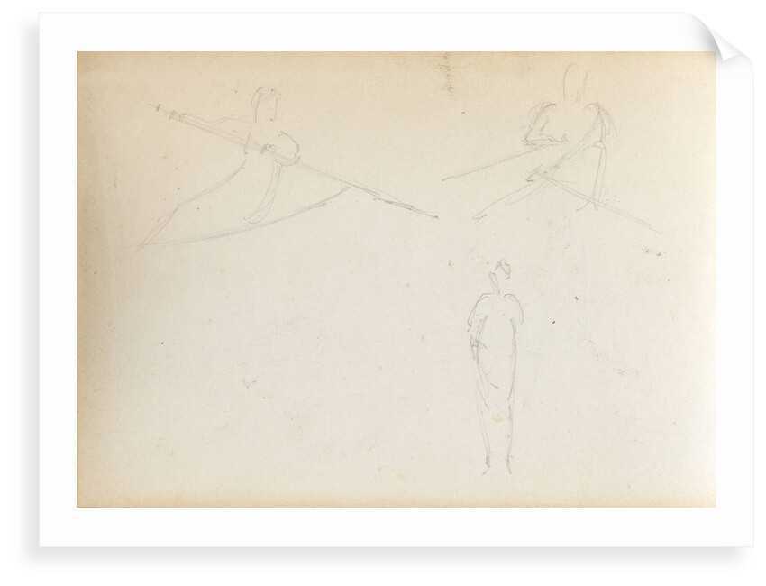 Two sketches of figures rowing and a standing woman, possibly Emma Hamilton (verso) by Thomas Baxter