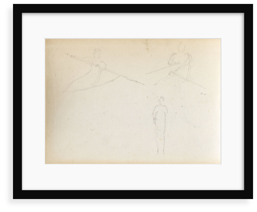 Two sketches of figures rowing and a standing woman, possibly Emma Hamilton (verso) by Thomas Baxter
